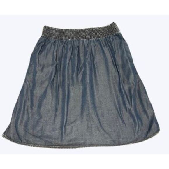 Zara Denim Women's Skirt Blue A Line Pull On Mini Pockets Western Size Medium - Picture 2 of 7